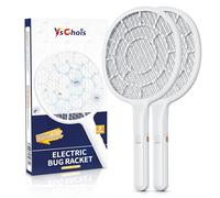 Raquette Electrique Insectes, Raquette Moustique Electrique, Tapette a Mouche | Gold Zone Voltage, Maille 3 mm Ultra-Dense, Poids Pomme, AA (Non incluses), intérieur/extérieur, Embouts Swat Pro, 2 PCS