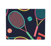 Raquette et Balle de Tennis colorées, Tapis de Protection en Caoutchouc pour Couvercle de Micro-Ondes, 46 x 36 cm, résistant à la Chaleur, pour Plan de Travail de Cuisine.