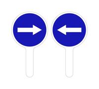 RAQUETTE FLÈCHE GAUCHE/FLÈCHE DROITE. PALETTE DE SIGNALISATION FLÈCHE GAUCHE/FLÈCHE DROITE. RAQUETTE CIRCULATION DU PUBLIC. PANNEAU SIGNALISATION AIDE AU TRAFIC. PANNEAU K10