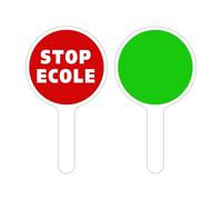 RAQUETTE STOP ÉCOLE/VERT. PALETTE DE SIGNALISATION STOP ÉCOLE/VERT. RAQUETTE CIRCULATION DU PUBLIC. PANNEAU SIGNALISATION AIDE AU TRAFIC. PANNEAU K10