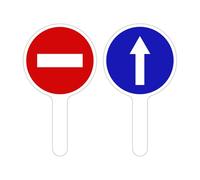 RAQUETTE STOP PICTO/FLÈCHE BLEUE. PALETTE DE SIGNALISATION STOP PICTO/FLÈCHE BLEUE. RAQUETTE CIRCULATION DU PUBLIC. PANNEAU SIGNALISATION AIDE AU TRAFIC. PANNEAU K10