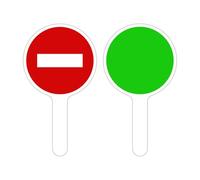 RAQUETTE STOP PICTO/VERT. PALETTE DE SIGNALISATION STOP PICTO/VERT. RAQUETTE CIRCULATION DU PUBLIC. PANNEAU SIGNALISATION AIDE AU TRAFIC. PANNEAU K10