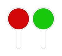 RAQUETTE VERT/ROUGE. PALETTE DE SIGNALISATION VERT/ROUGE. RAQUETTE CIRCULATION DU PUBLIC. PANNEAU SIGNALISATION AIDE AU TRAFIC. PANNEAU K10