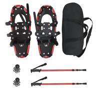 Raquettes à neige avec bâtons de randonnée - vidaXL - Rouge et Noir - Aluminium et HDPE - 53x21 cm - Poids 2,44 kg