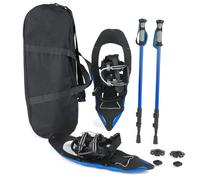 Raquettes à Neige en Aluminium Léger 54cm COSTWAY-Bâtons de Trekking Télescopiques,Sac,Repose-Talon-Pointures EUR 35-40-68KG-Bleu