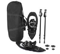 Raquettes à Neige en Aluminium Léger 54cm COSTWAY-Bâtons de Trekking Télescopiques,Sac,Repose-Talon-Pointures EUR 35-40-68KG-Noir