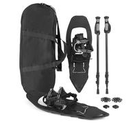Raquettes à Neige en Aluminium Léger 63cm COSTWAY-Bâtons de Trekking Télescopiques,Sac,Repose-Talon-Pointures EUR 35-45-90KG-Noir
