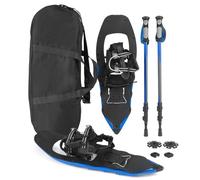 Raquettes à Neige en Aluminium Léger 63cm COSTWAY-Bâtons de Trekking Télescopiques,Sac,Repose-Talon-Pointures EUR 35-45-90KG-Bleu