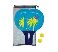 Raquettes de beachball - SCHILDKROT - Néoprène jaune/bleu impression verte - 2 balles Ø40mm - Sac filet refermable