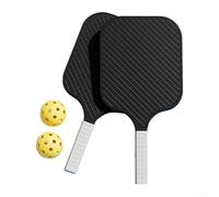 Raquettes de pickleball + balles robustes en polypropylène avec poignée en caoutchouc souple absorbant les chocs haute tolérance aux pannes pour l'entraînement et le jeu de compétition (2 raquettes +