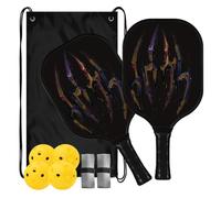 Raquettes de pickleball texturées en carbone noir effrayant | ensemble de palas de pickleball pour adultes hommes femmes