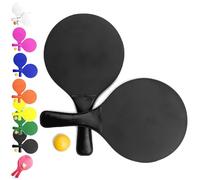 Raquettes de plage avec balle de plage Raquettes Beach Tennis en bois Vacances (NOIR)