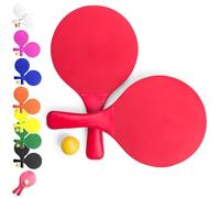 Raquettes de plage avec balle de plage Raquettes Beach Tennis en bois Vacances (ROUGE)