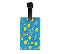 Raquettes de tennis amusantes et balles de tennis - Ensemble d'étiquettes de bagage personnalisées avec sangle pour valises, sacs, kit de golf.