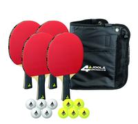 JOOLA Set de tennis de table Quattro – 4 raquettes, 10 balles, sac – Adulte Unisexe Multicolore