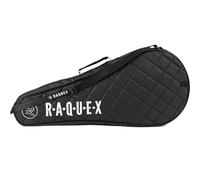 Raquex Elite Housse de protection pour raquette de tennis 2 - Sac avec poignée de transport et bandoulière - Housse matelassée en similicuir rembourré pour raquette de tennis - Noir - Cadeau de sport