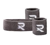 Raquex Lot de 2 Bracelets et 1 Bandeau - Ajustement Parfait - Coton Extensible - Gris