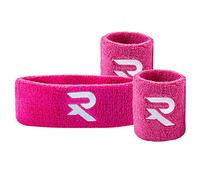 Raquex Lot de 2 Bracelets et 1 Bandeau - Ajustement Parfait - Coton Extensible - pour Le Sport - Rose