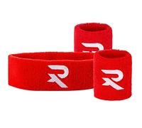 Raquex Lot de 2 Bracelets et 1 Bandeau - Ajustement Parfait - Coton Extensible - Rouge