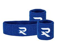 Raquex Lot de 2 Bracelets et 1 Bandeau. Couleur Bleue ou Noire. Coupe ajustée en Coton. Bandes élastiques spécialement conçues pour Les Sports de Raquette. pour Squash, Tennis, Badminton. (Bleu).
