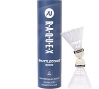 Raquex Volants de Badminton en Plumes de Nylon Tube de 6 Volants en liège Naturel - Trois Options de Vitesse - Volants Blancs ou Jaunes -Volants de Badminton durables pour l'intérieur et l'extérieur