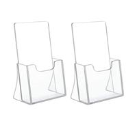 Rarapop Porte-brochure en acrylique transparent - Lot de 2 supports acrylique A6 autonomes - Pour menus, magazines, pamphlets, dépliants et revues sur comptoir (A6)
