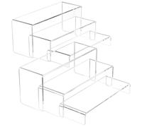 Rarapop Présentoir en acrylique - Lot de 6 plateformes en acrylique transparent - Idéal pour vitrines, cupcakes, bijoux, parfums, figurines (SetE)