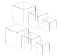 Rarapop Présentoir en acrylique - Lot de 6 plateformes en acrylique transparent - Idéal pour vitrines, cupcakes, bijoux, parfums, figurines (SetC)