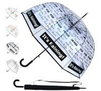 RARE Automatique - Parapluie Transparent Cloche Femme Solide - Resistant Vent Fort Tempete - Grand Arc de 138 cm - Cadre Renforcé Avec Fibre de Verre - Dôme Homme Mariage - It's Raining