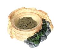 Rare Resin Reptile Dish, Lizard Water Bowl for Terrariums, 7.55x3.54 inches Small Turtle Habitat Feeder with Transparent Feeding Bowl, Animal Feeding Stand and Accessory
