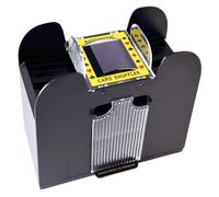 Rareidel Mélangeur de cartes automatique à 6 plateaux, machine de revendeur de cartes à piles, mélangeur de cartes de casino électrique pour UNO, Blackjack, Texas Hold'em, jeux de cartes à domicile