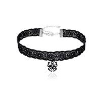 RareLove Collier ras du cou en dentelle noire avec pendentif en forme d'araignée 13 mm pour femme, Sans pierre précieuse