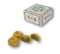 RAREZZE - biscuits siciliens à la pâte d’amande FAIBLE EN SUCRE à la Pistache | boîte cadeau décorée 400gr | Spécialités siciliennes, pâtisseries artisanaux, cannoli, cassata siciliana
