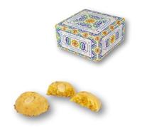 RAREZZE - biscuits siciliens à la pâte d’amande FAIBLE EN SUCRE à le Citron | boîte cadeau décorée 400gr | Spécialités siciliennes, pâtisseries artisanaux, cannoli, cassata siciliana