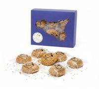 RAREZZE - Les MOSTACCIOLI, rèputè biscuits siciliens avec du vin cuit, emballés individuellement dans un jolie coffret cadeau. Tout droit de la Sicile par ancienne pâtisserie artisanale sicilienne
