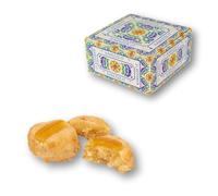RAREZZE Low Sugar - biscuits siciliens à la pâte d’amande FAIBLE EN SUCRE à l'Orange | boîte cadeau décorée 400gr | Spécialités siciliennes, pâtisseries artisanaux, cannoli, cassata siciliana