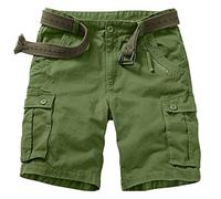 Raroauf Bermuda cargo décontracté en coton avec poches multiples pour femme, Short vert, 40