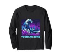 Ras de marée synthétique Great Wave Vaporwave « Tsunami Zone » Manche Longue