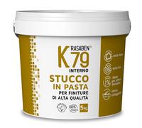 RASABEN - Stuc blanc en pâte K79 prêt à l'emploi, extra fin pour finitions de qualité, excellente ponçabilité, idéal pour les peintures décoratives, usage intérieur, fabriqué en Italie, pot de 5 kg