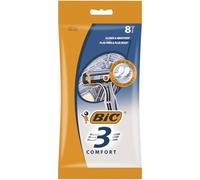 Rasage doux et rapide au quotidien avec le pack de 8 rasoirs BIC Comfort 3 Lames, lames mobiles indépendantes et tête pivotante pour homme - Lot de 3