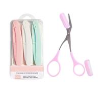 Rasage pliable du rasoir des sourcils avec des ciseaux de coupe exfoliant l'outil de dermaplaning pour les femmes hommes 3 pcs