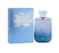 Rasasi Hawas Ice Eau de Parfum 100 ml pour homme - Parfum longue durée pour homme avec pomme, bergamote, ambre, musc | Parfum luxueux pour toutes les occasions avec autocollant Khôl