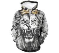 RASBCTK Sweat à capuche unisexe Roi Lion avec imprimé animal 3D, Noir mystérieux, Large
