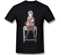 Rascal Does Not Dream of Bunny Girl Senpai Men's Comfortable Short Sleeve Shirts Crew Neck Personality Fashion T-Shirt Black Manches Courtes(3X-Large)