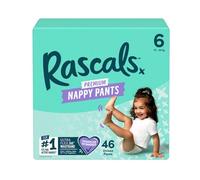 Rascals Lot de 46 couches d'entraînement de qualité supérieure pour bébé - Facile à enfiler - Couches douces et confortables Taille 6 - Ceinture 360 ultra flexible 15-20 kg