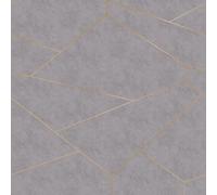 Rasch 425819 425819 Papier peint photo non tissé aspect béton et lignes géométriques dorées, papier peint de style industriel, gris