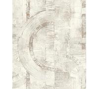 Rasch 554748 Papier peint intissé Motif graphique Blanc et gris avec accents dorés brillants Collection Composition-10,05 m x 0,53 m