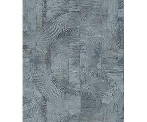 Rasch 554786 Papier peint intissé Motif graphique Bleu/argenté brillant Collection Composition-10,05 0,53 m
