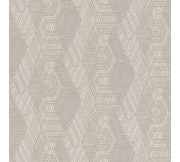 Rasch African Queen 751932 Papier peint intissé avec motif textile géométrique en gris, beige de la collection African Queen, 10,05 m x 0,53 m (L x l)