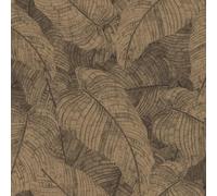 Rasch Amara 720570 Papier peint intissé avec motif moderne de feuilles marron/gris Motif feuilles tropicales botaniques